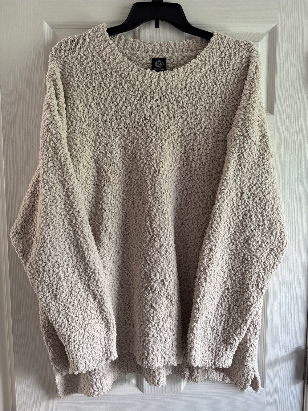 bobeau Cream Bouclé Crewneck Sweater